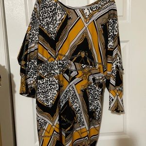 Black and gold long sleeve dinner dress